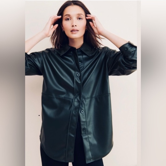 Super Soft Vegan leather Oversized Shirt Jacket size M but could also be L - Picture 1 of 10